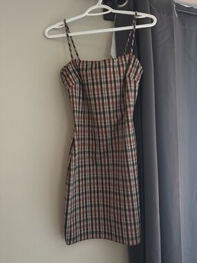 Lovely Day Plaid Mini Dress in Brown and Black